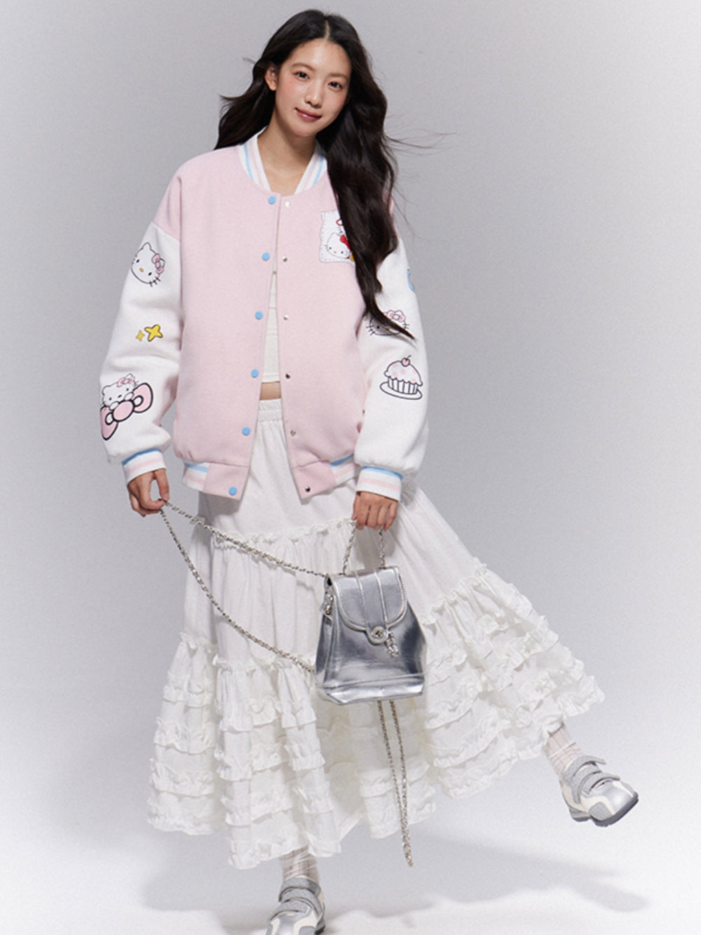 Pink Kitty Baseball Jacket