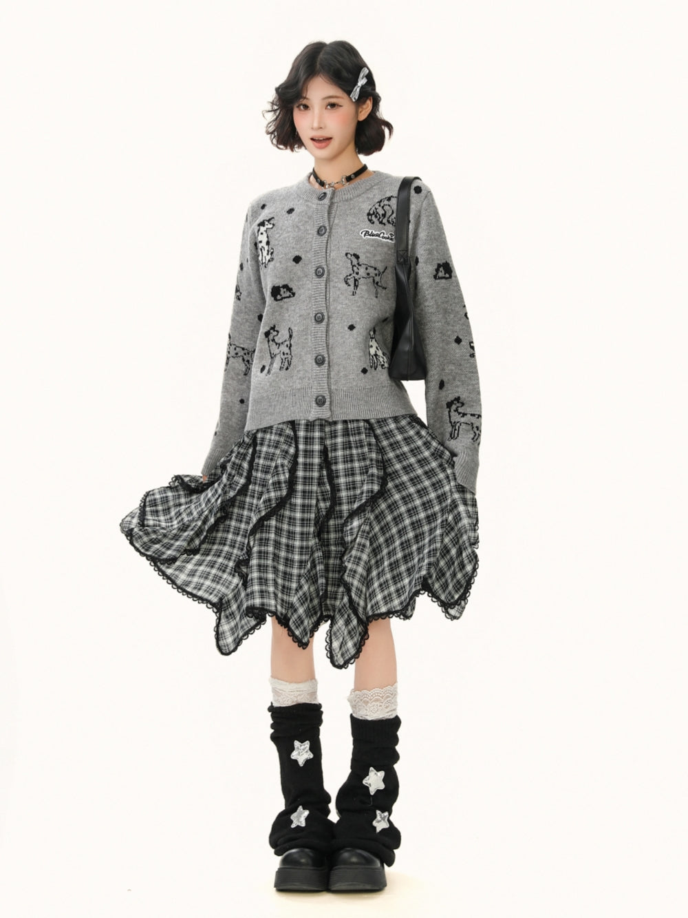Puppy Jacquard Knit Cardigan for Women