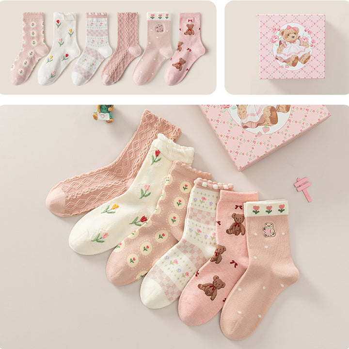 Cute Bear Deer Bunny Cotton Sock 6 Pairs/Set