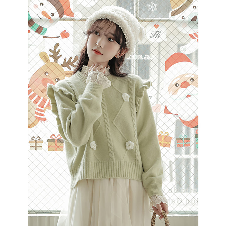 Sweet Green Autumn Winter Sweater