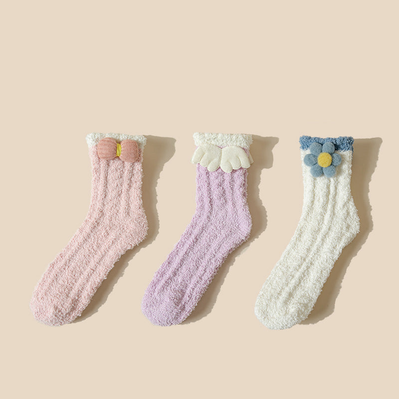 Kawaii Cartoon Thickened Autumn/Winter Socks 3 Pairs /set