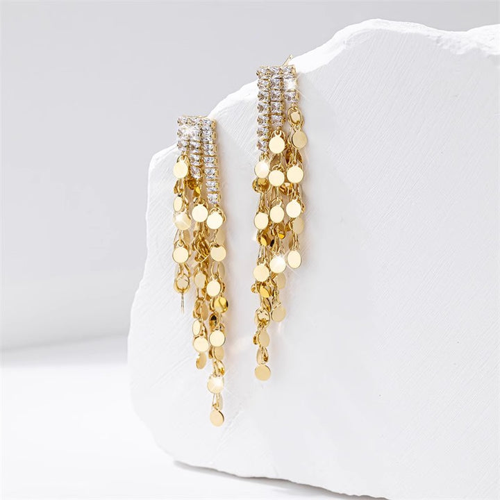 Luxurious Dazzling Golden Tassel Earrings