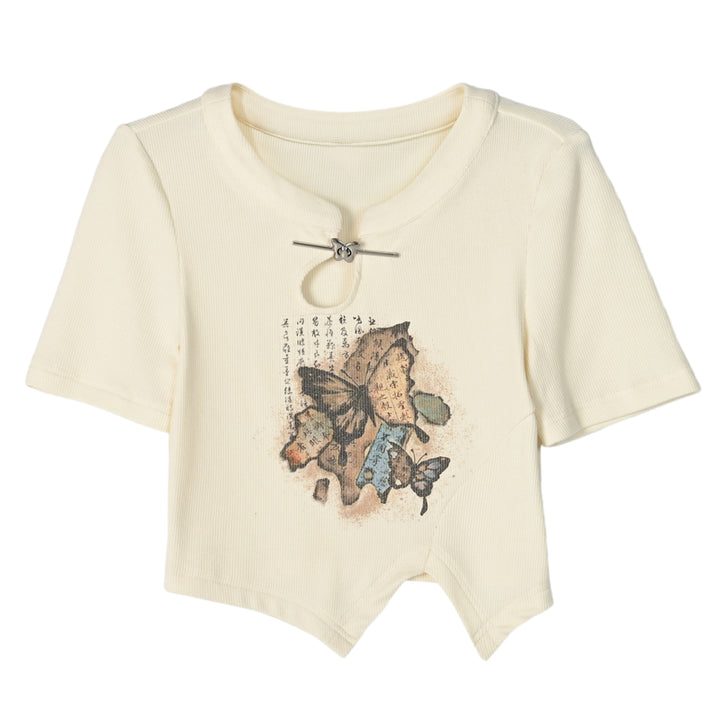 Vintage Butterfly Print T-shirt