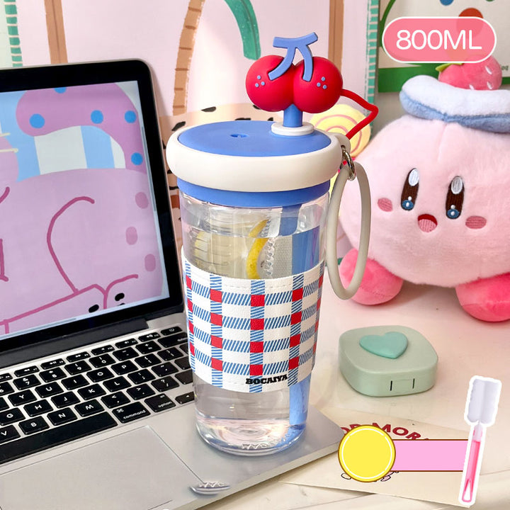 fruit-patterned water bottle