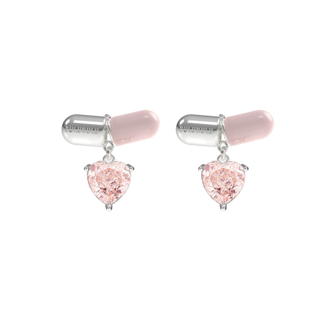 Pink Capsule Heart Earrings