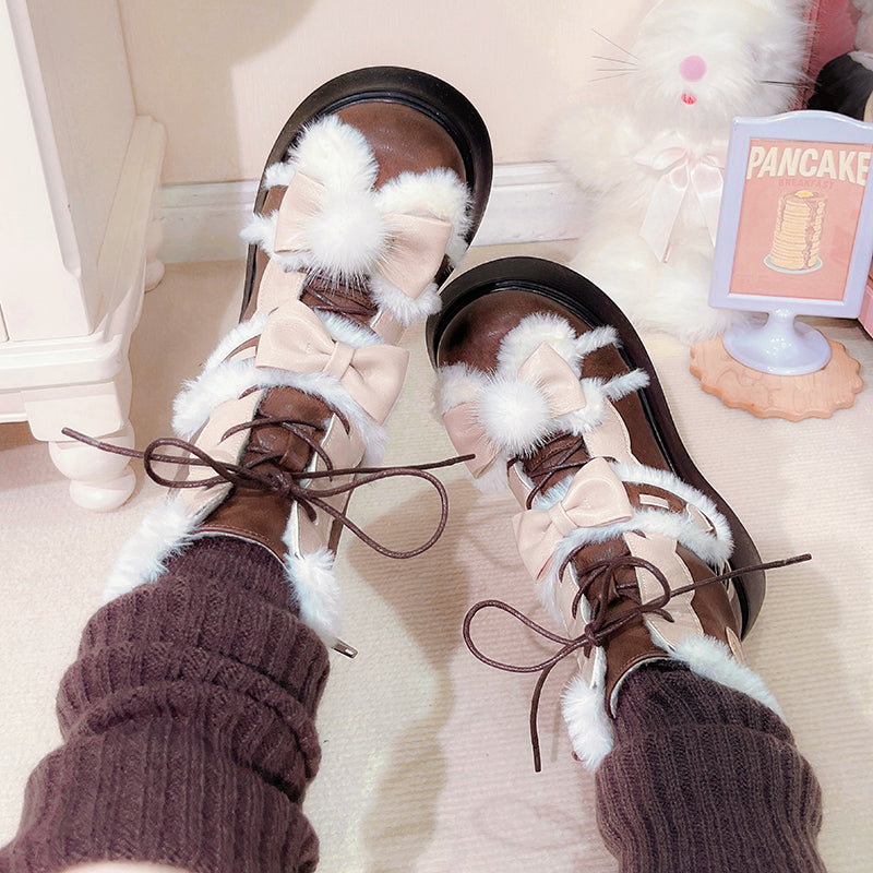 Lolita-style Fleece winter short snow boots