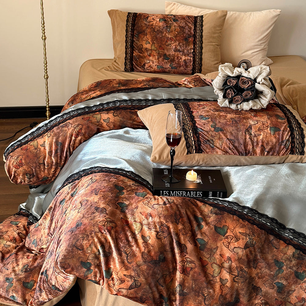 French Vintage Butterfly Bedding Set