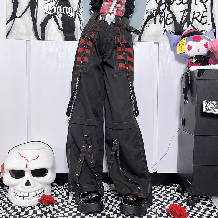 Dark Punk Street Chain Oversize Pants