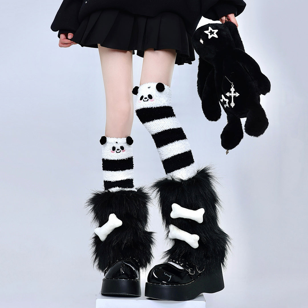 Panda Striped Over-the-Knee Warm Socks
