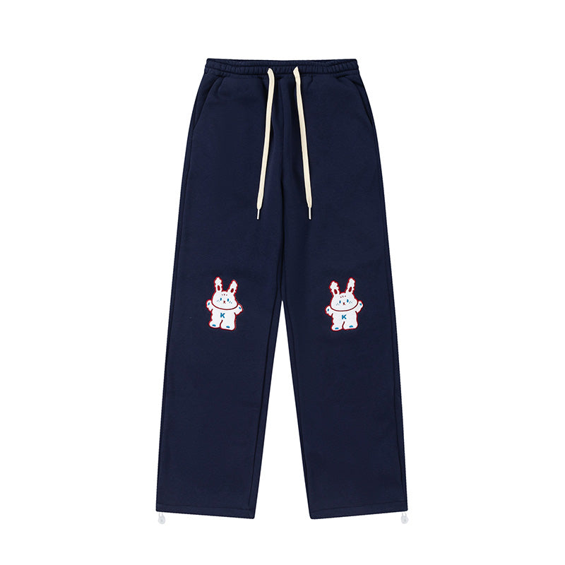 Japanese-style Star Embroidery Green Corduroy Wide Leg Pants