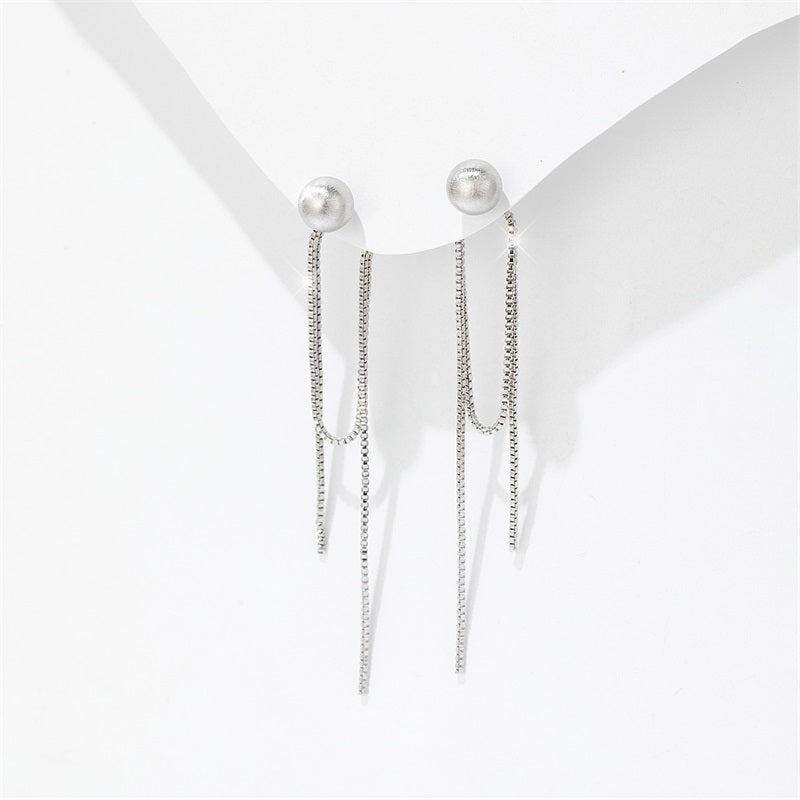 Chic Silver Tassel Pearl Earrings