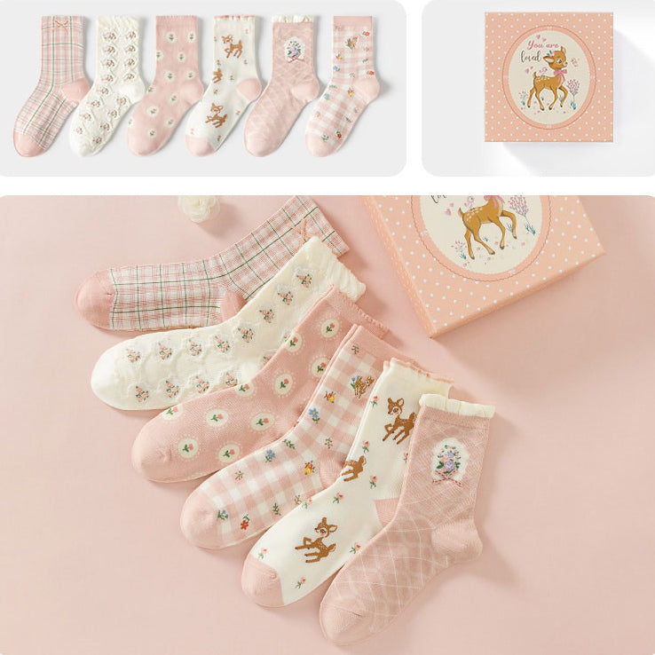 Cute Bear Deer Bunny Cotton Sock 6 Pairs/Set