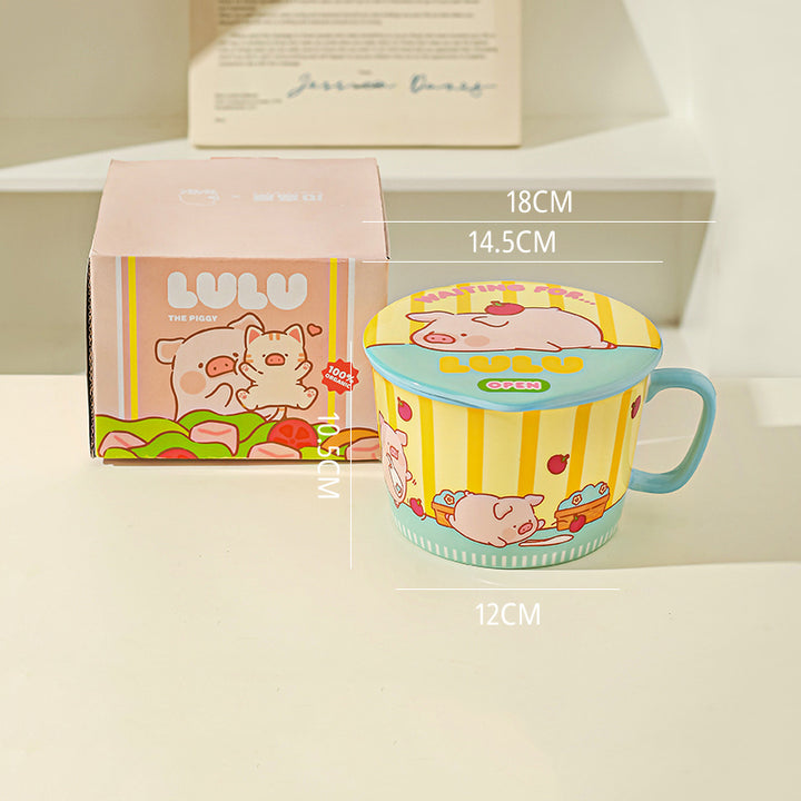 Cute Cartoon Pig Ramen Bowl