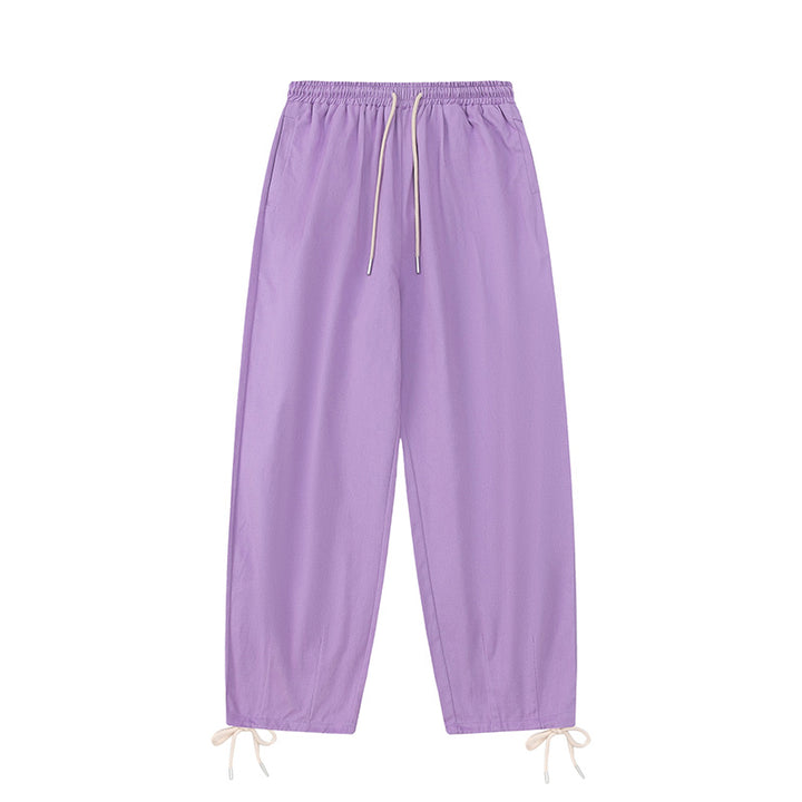 American-style Pink Purple Spring Autumn Loose Wide-leg Pants