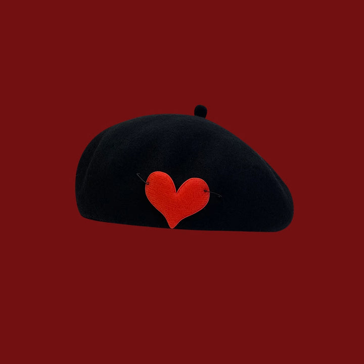 Cozy Love Heart Wool Beret