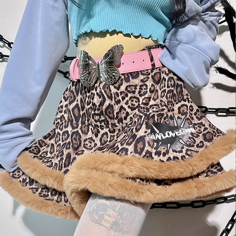 Vintage punk leopard print mini skirt