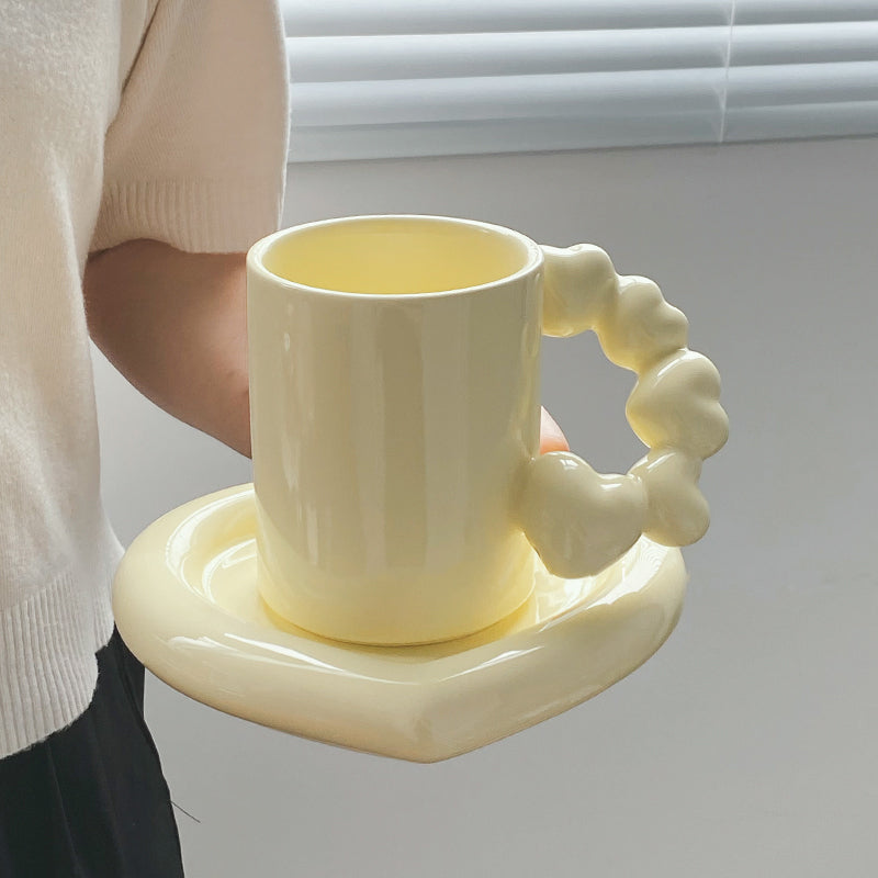 Heart Shaped Ceramic Mug and Plate