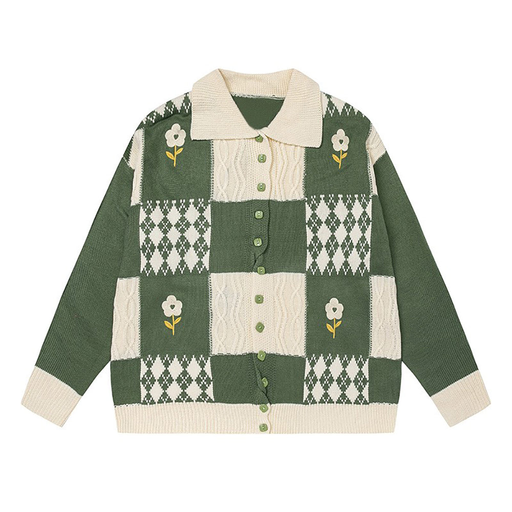 Floral Button Up Sweater Cardigan Knitwear