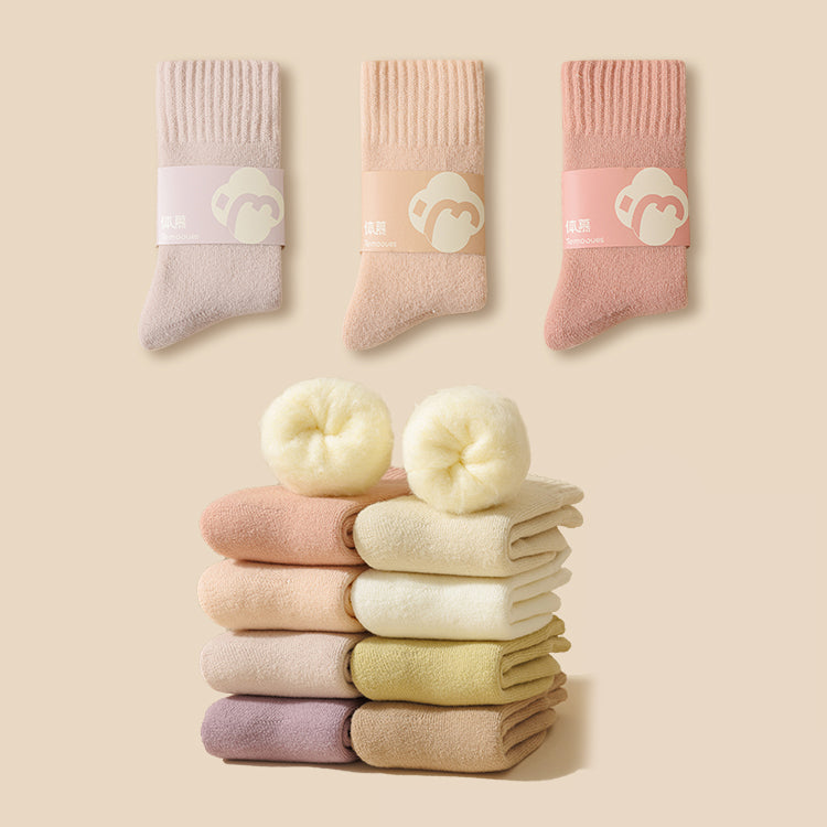 Solid Color Thickened Autumn/Winter Socks 3 Pairs/set