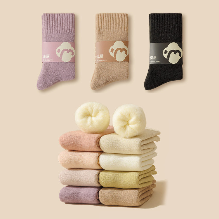 Solid Color Thickened Autumn/Winter Socks 3 Pairs/set