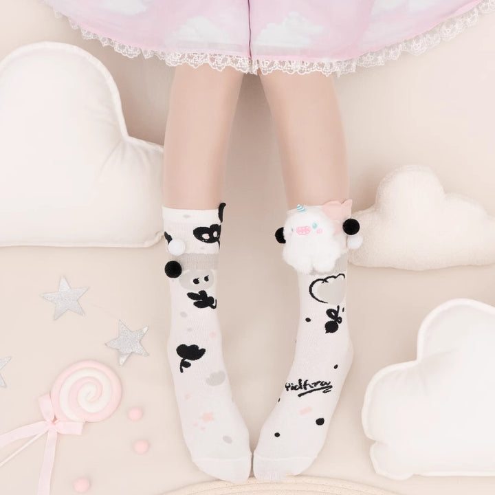 Cartoon Flowers Cotton Socks