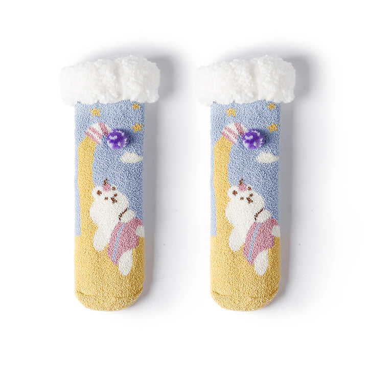 Kawaii Cartoon Coral Fleece Thick Winter Socks