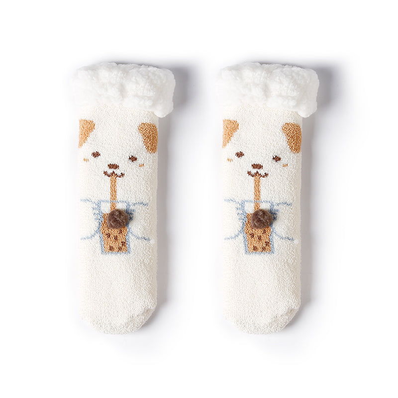 Kawaii Cartoon Coral Fleece Thick Winter Socks