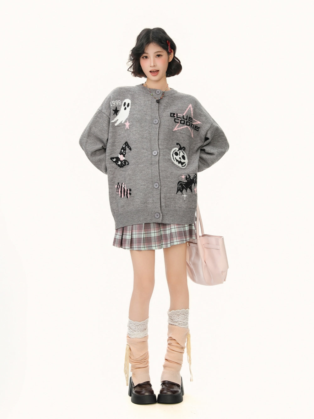 Sweet Jacquard Knit Cardigan - Playful Patterned Sweater Coat for Women