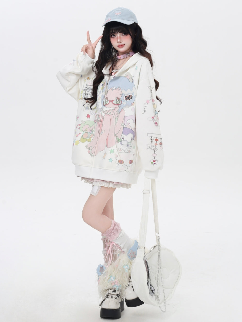 Sweet Y2K Anime Zip-Up Hoodie