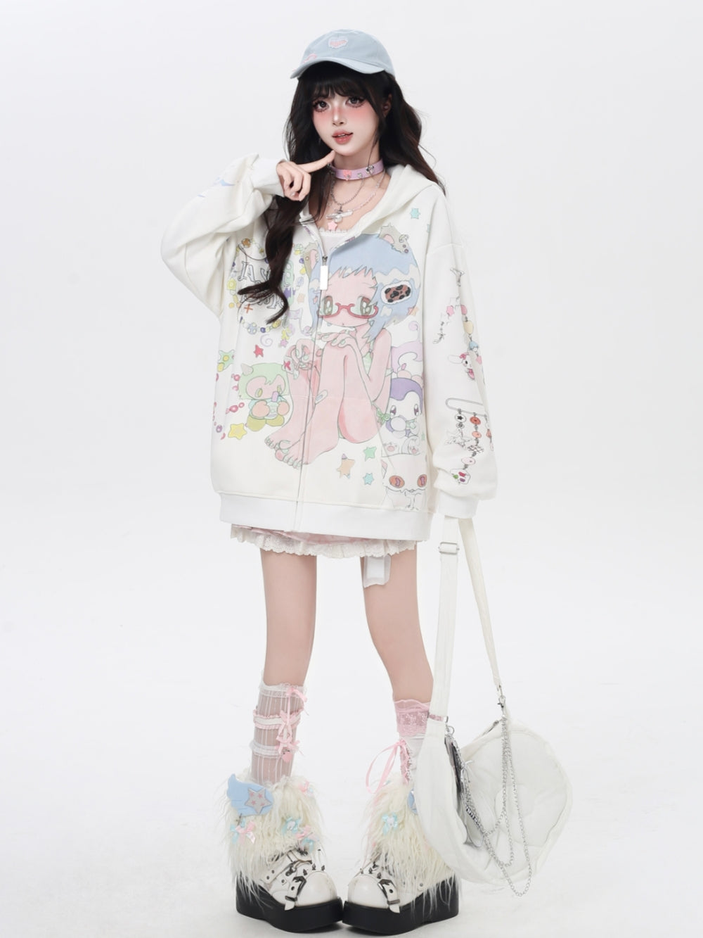 Sweet Y2K Anime Zip-Up Hoodie