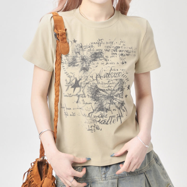 Unique Print Short-Sleeve T-Shirt