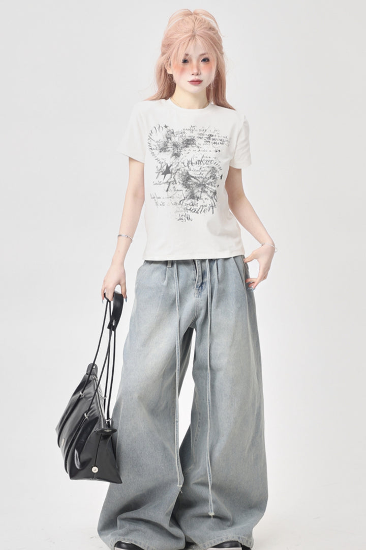 Unique Print Short-Sleeve T-Shirt