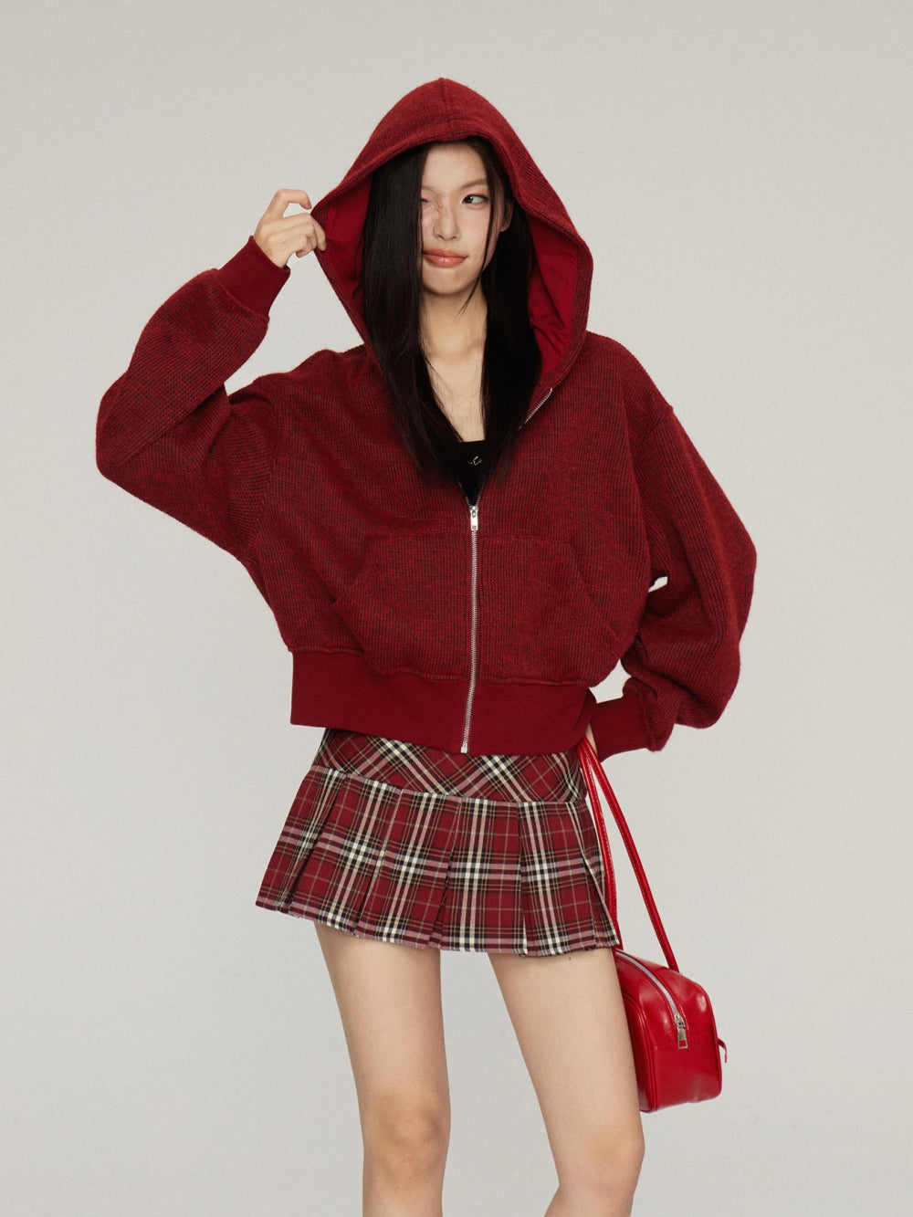 Vintage Classic Knit Zip-Up Hoodie