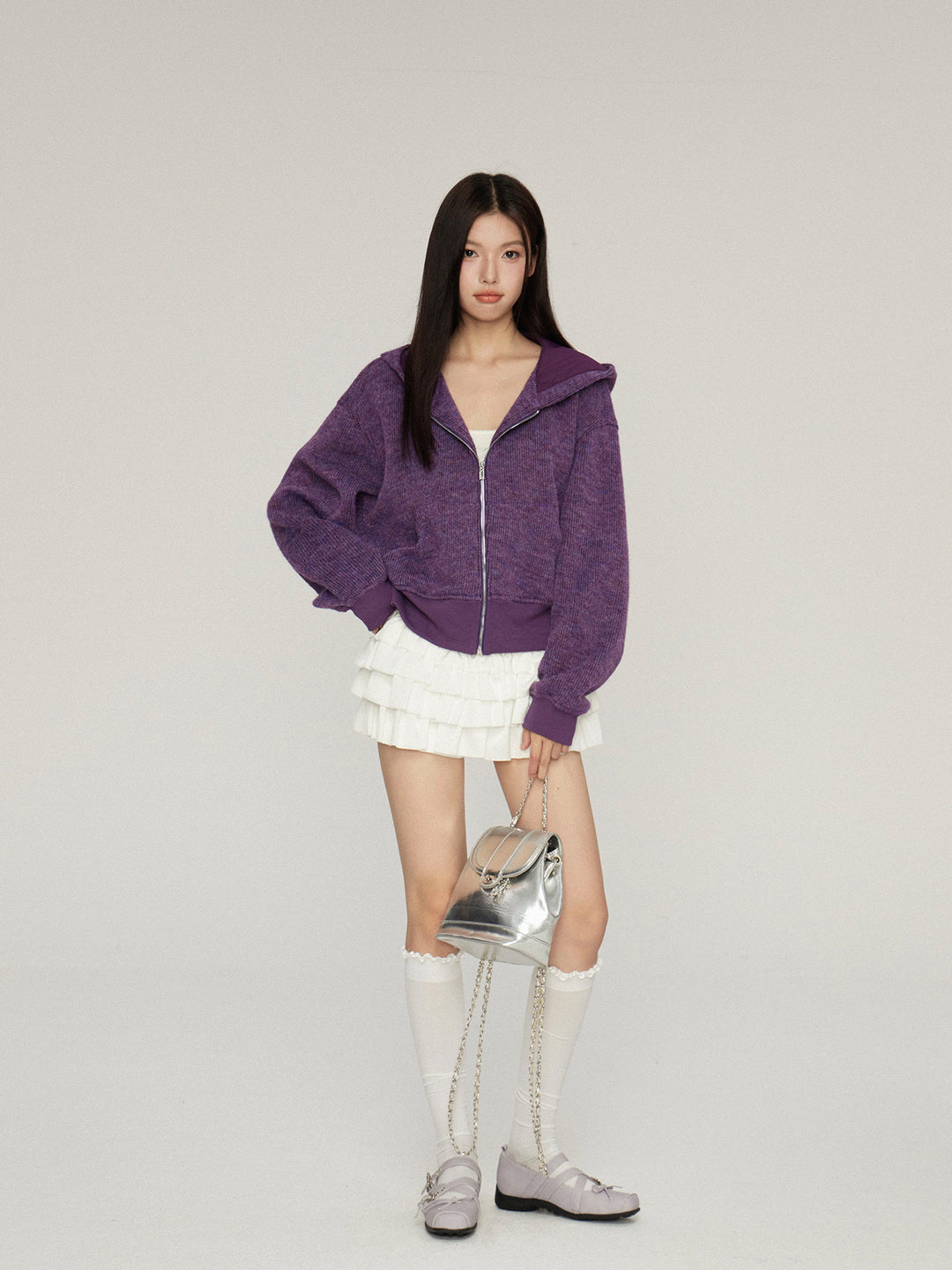 Vintage Classic Knit Zip-Up Hoodie