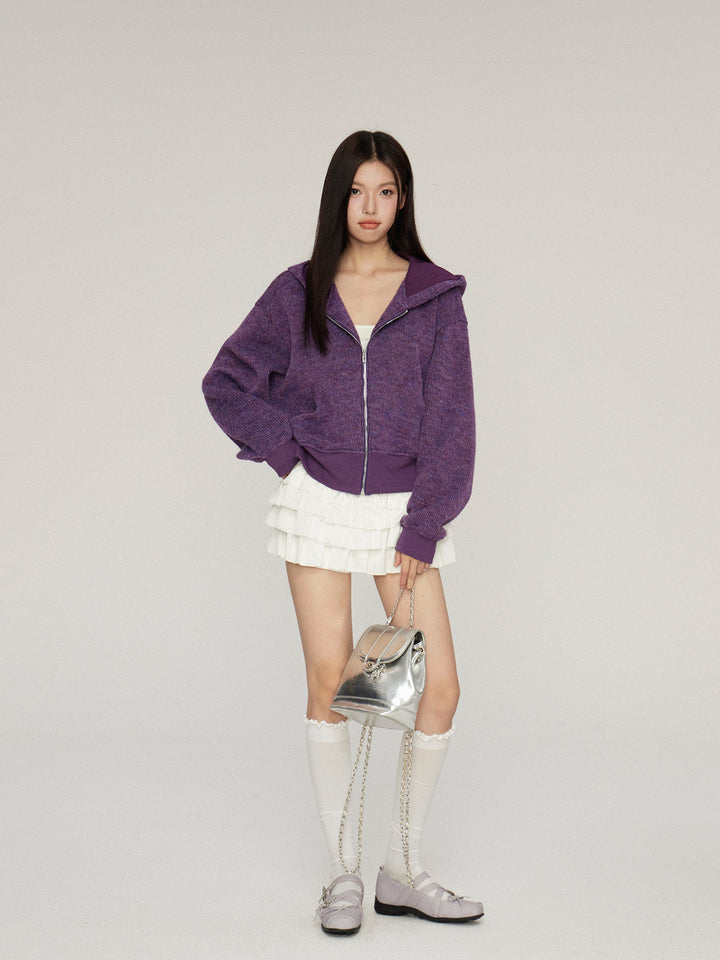 Vintage Classic Knit Zip-Up Hoodie