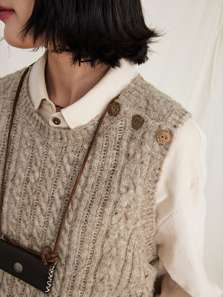 Women's Walnut Brown Knit Vest