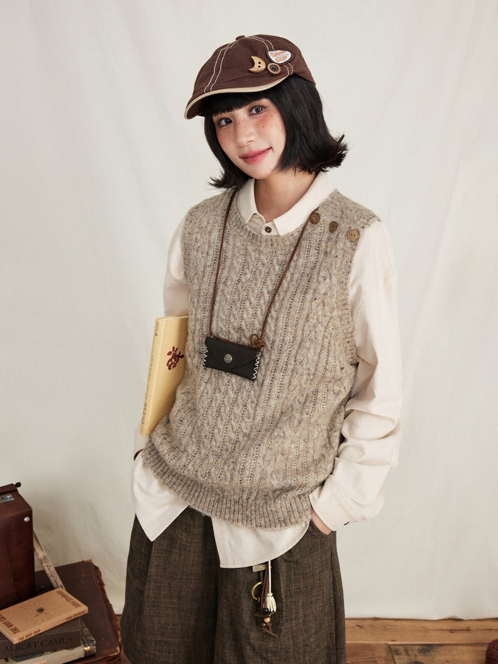 Women's Walnut Brown Knit Vest
