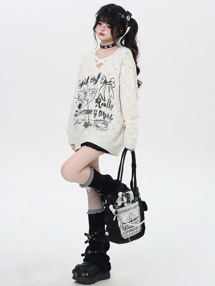 Y2K Cutout Knit Top