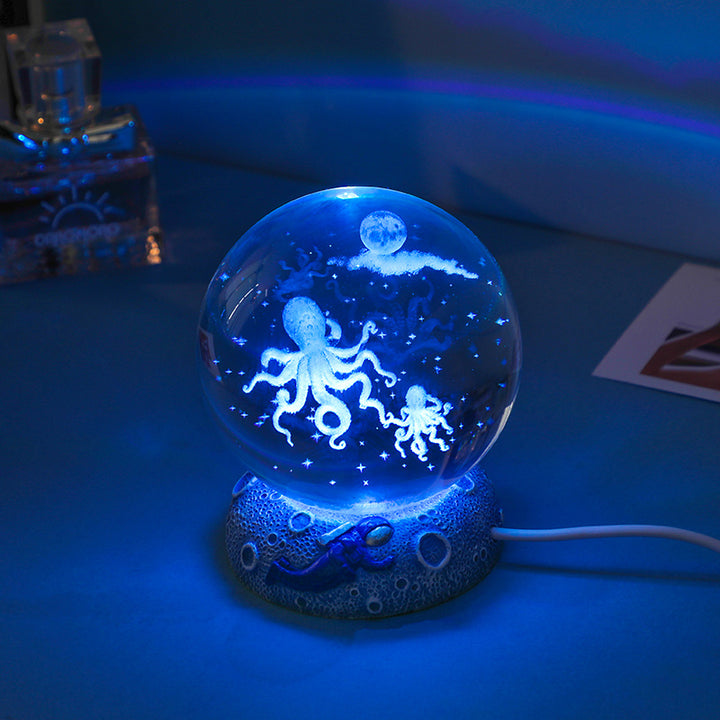 Crystal Animal Ball Night Light