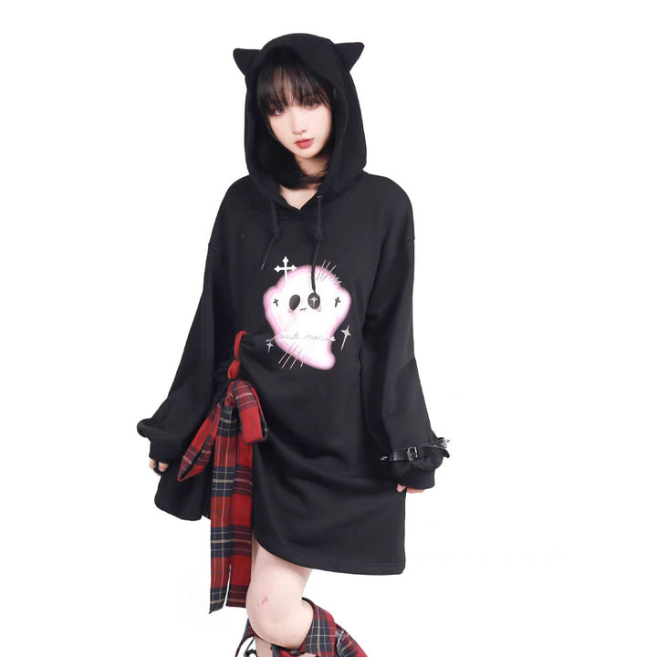 Ghost Print Black Sweatshirt