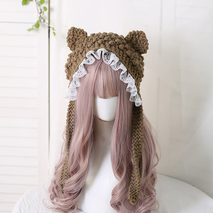 Cat Ear Bowknot Knitted Hat