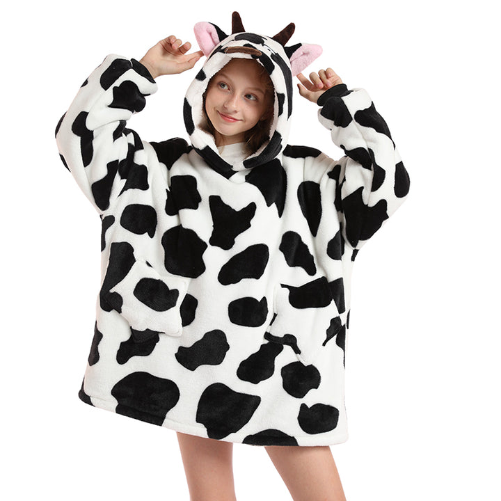 Cute Cow Oversize Fluffy Fleece Pajamas Sweatshirt