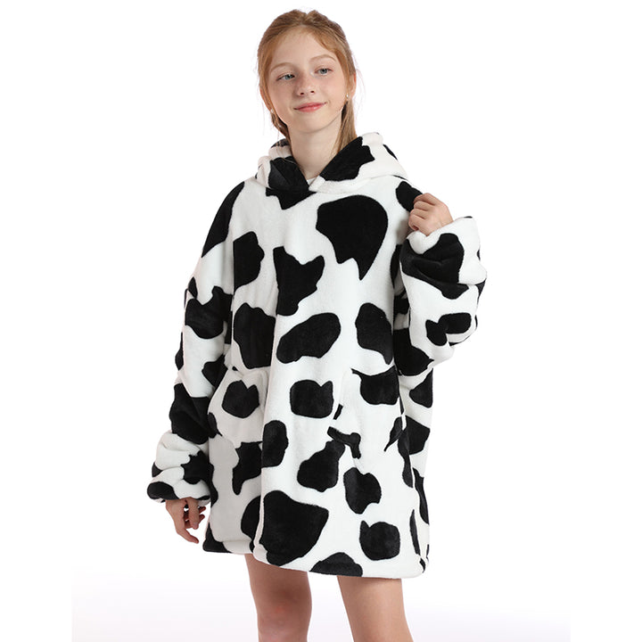 Cute Cow Oversize Fluffy Fleece Pajamas Sweatshirt