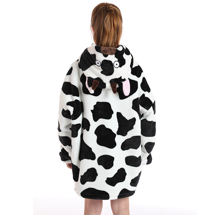 Cute Cow Oversize Fluffy Fleece Pajamas Sweatshirt