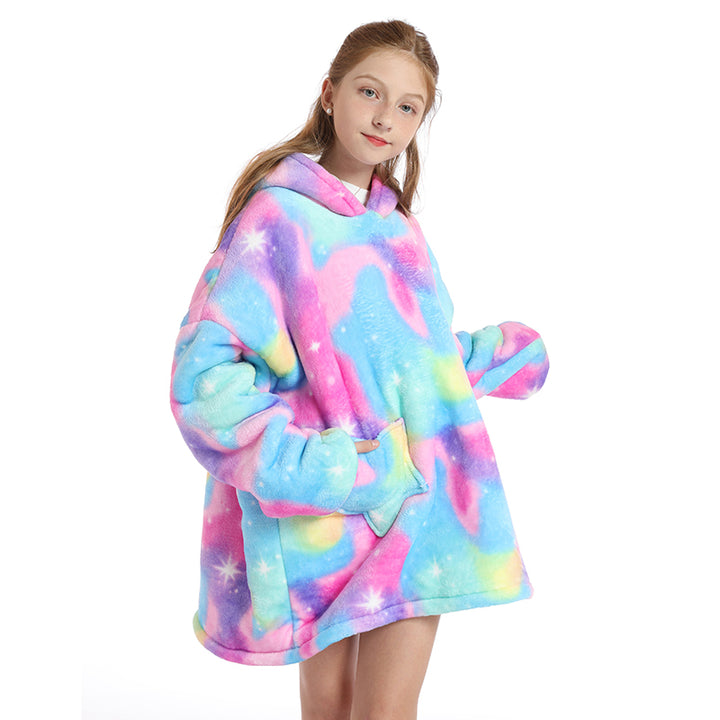 Purple Starry Oversize Fluffy Fleece Pajamas Hoodies