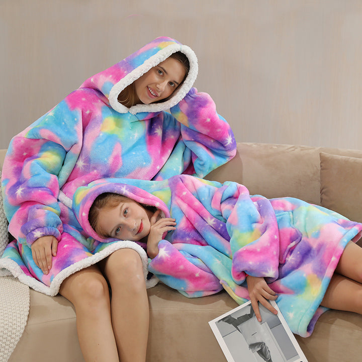 Purple Starry Oversize Fluffy Fleece Pajamas Hoodies