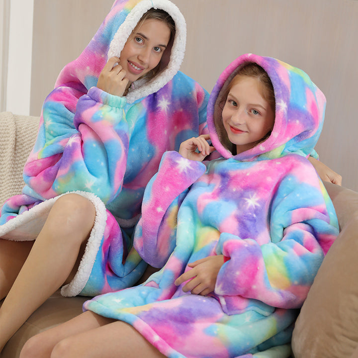 Purple Starry Oversize Fluffy Fleece Pajamas Hoodies