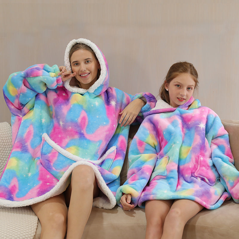Purple Starry Oversize Fluffy Fleece Pajamas Hoodies