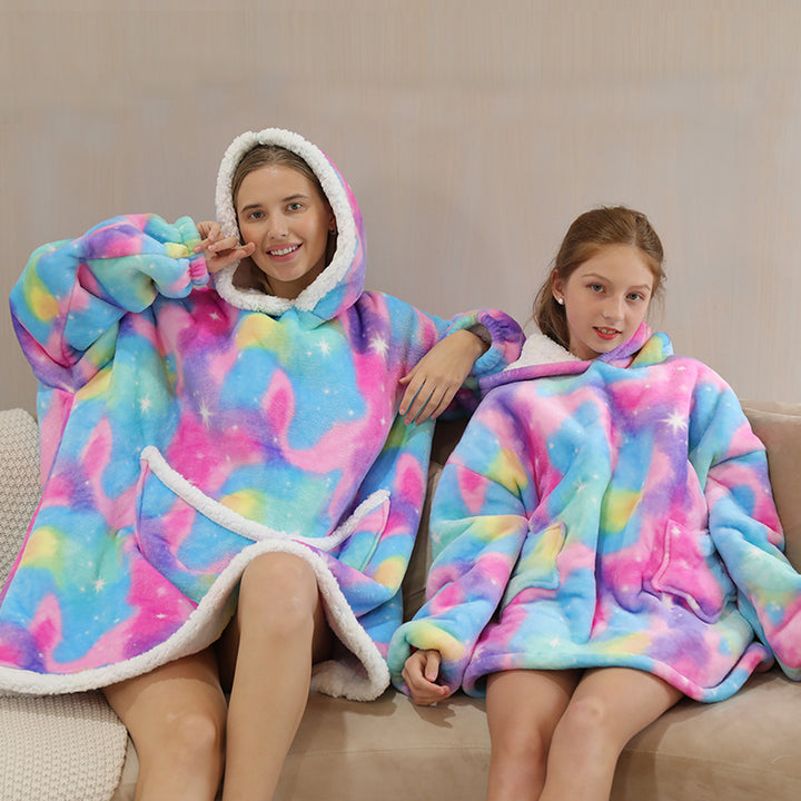 Purple Starry Oversize Fluffy Fleece Pajamas Hoodies