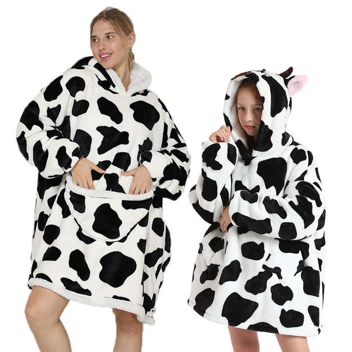 Cute Cow Oversize Fluffy Fleece Pajamas Sweatshirt